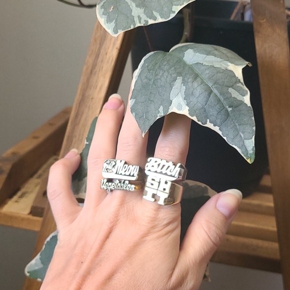 MEOW stacker cat ring nameplate snash jewelry - Picture 5 of 5